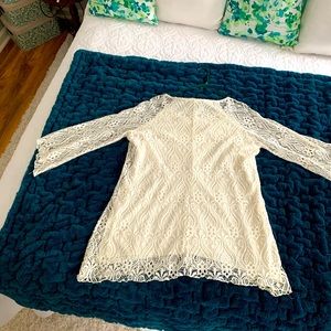 Cream Lace top with see through sleeves 1x
